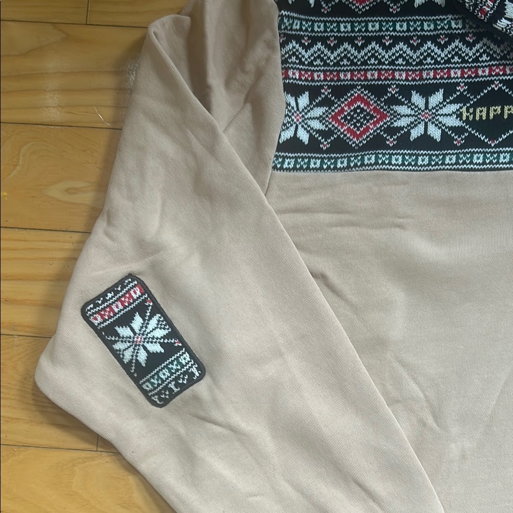 Kappa Tan and Black Zip Up Sweater with Knit Stand-Up Collar Extra Large - Picture 5 of 11